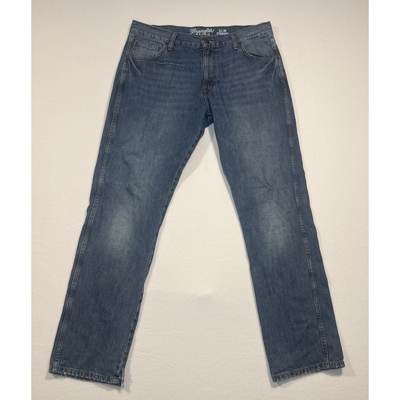 Wrangler Other - Wrangler Retro Men's Slim Straight Blue Denim Jeans 36x34 88MWZDK Stretch Cowboy